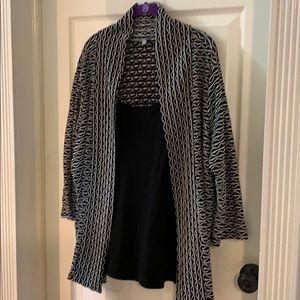 Black & White Textured Blouse/Jacket 1-piece Combo